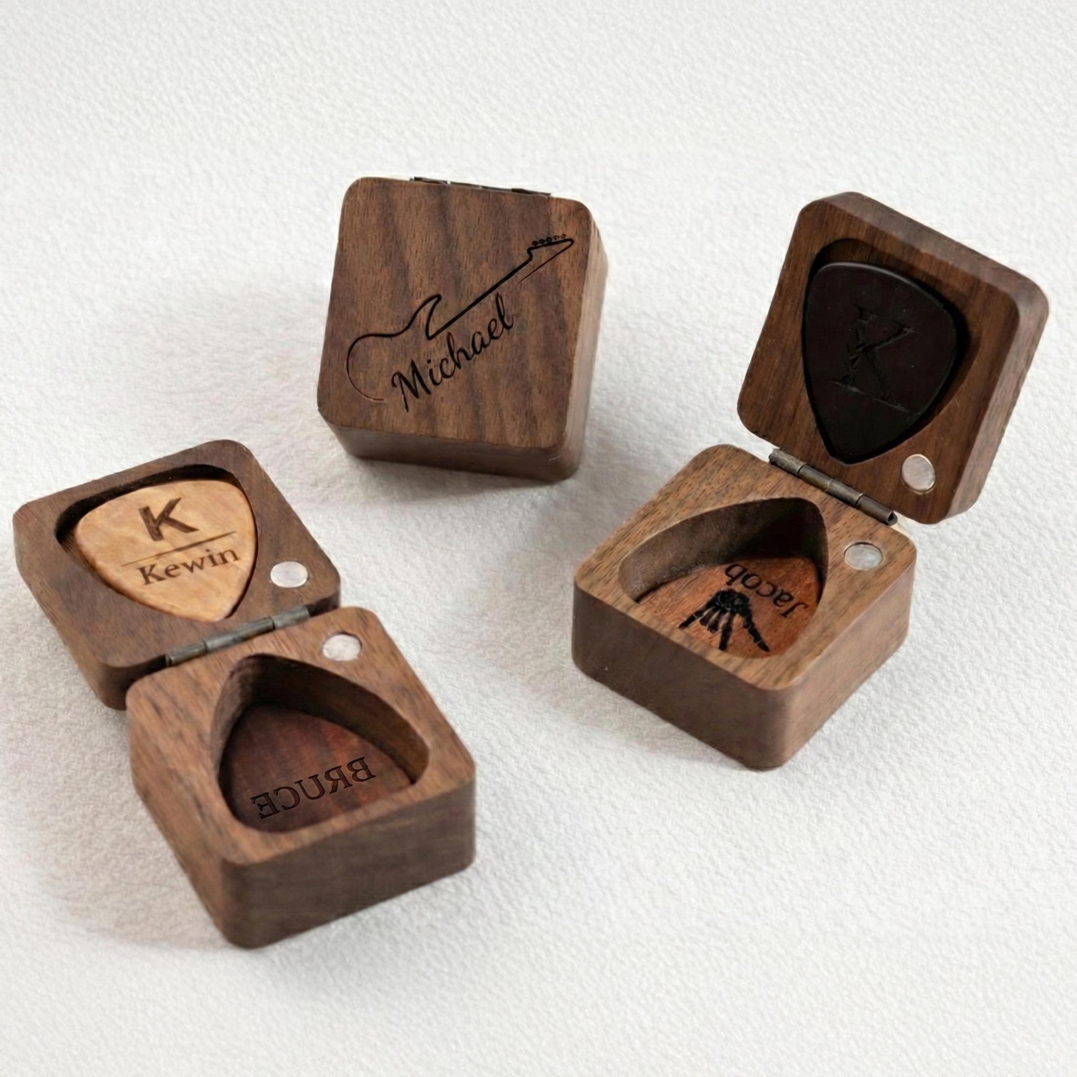 Personalized Wooden Guitar Pick Case