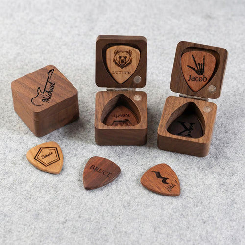 Personalized Wooden Guitar Pick Case