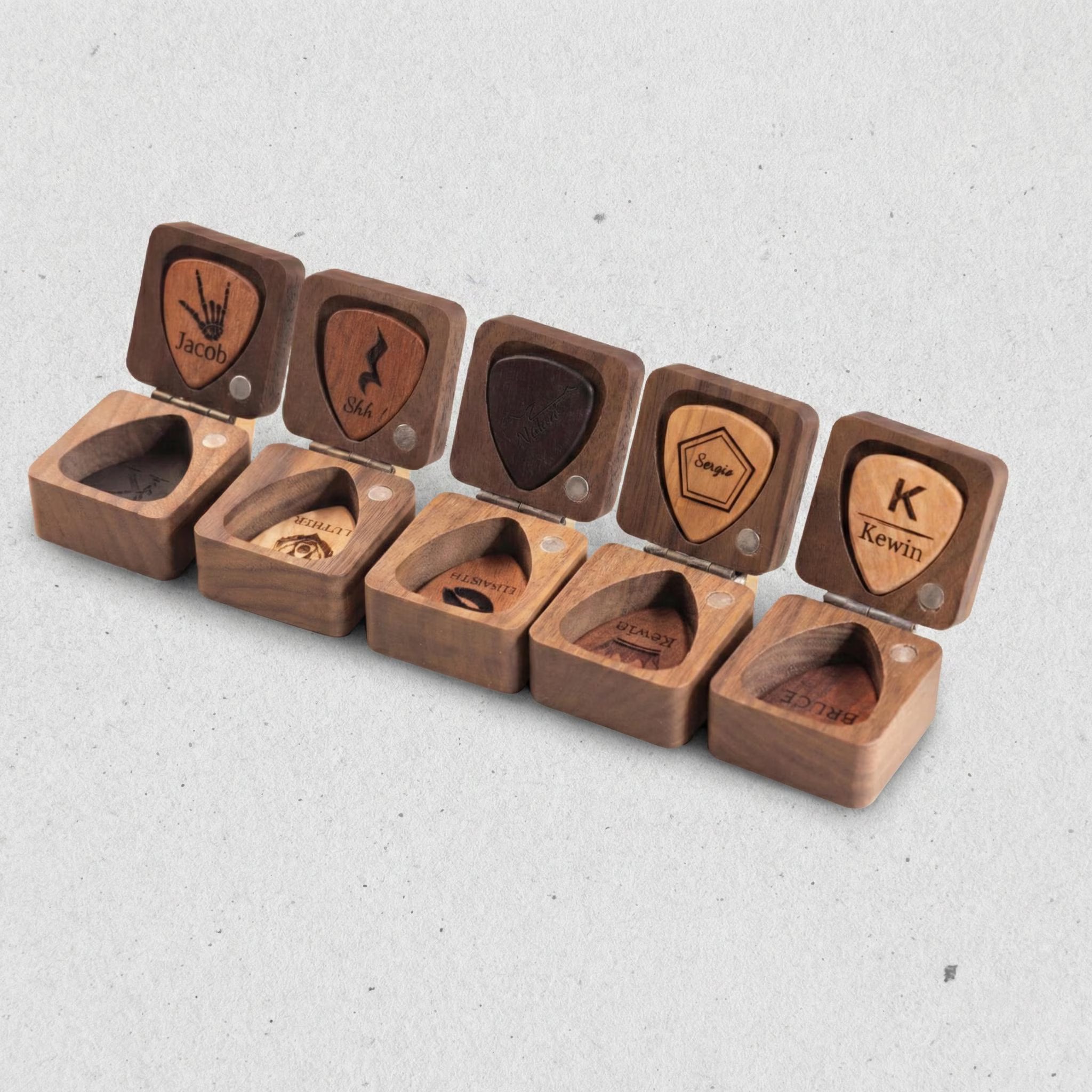 Personalized Wooden Guitar Pick Case