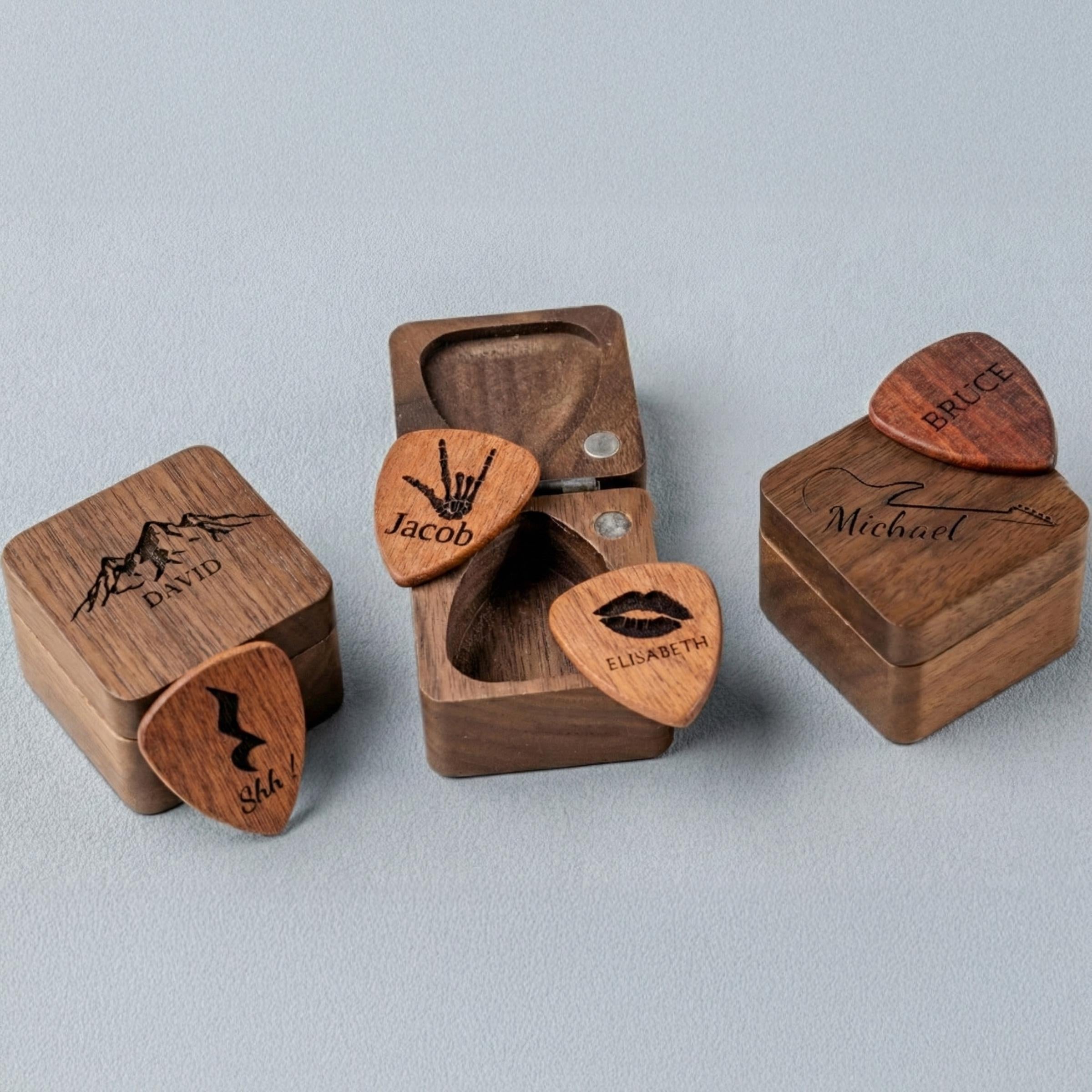 Personalized Wooden Guitar Pick Case