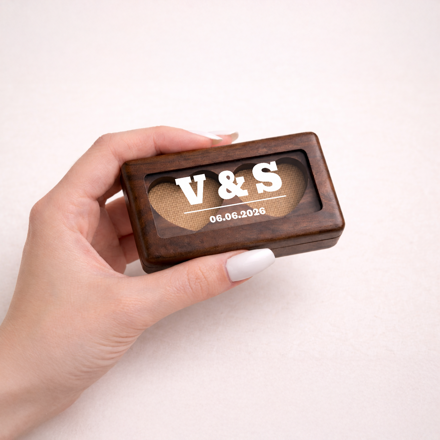 Double Slot Heart Shaped Ring Box