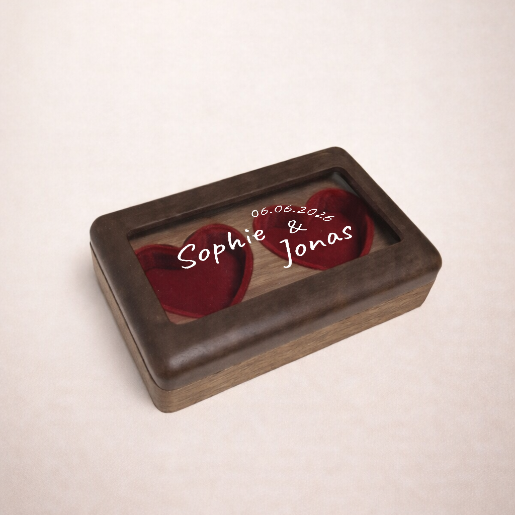 Double Slot Heart Shaped Ring Box