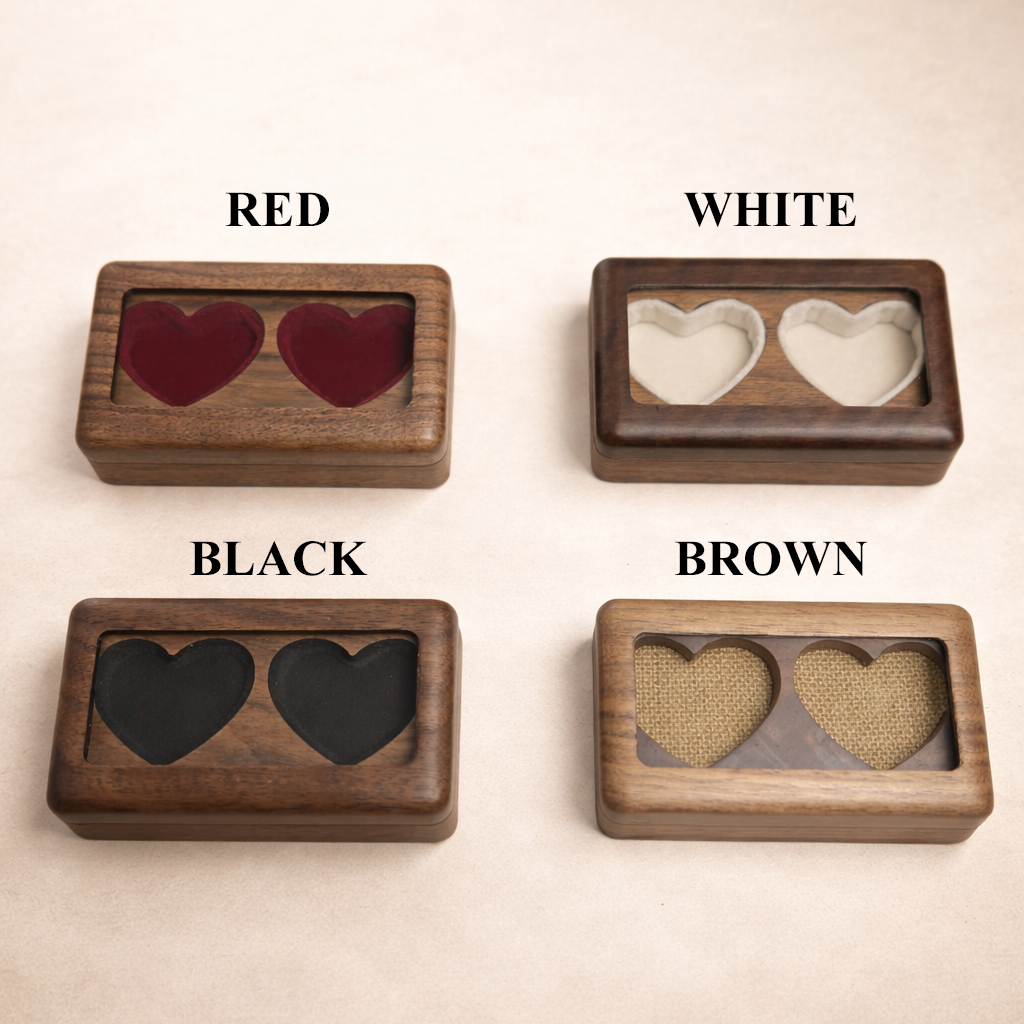 Double Slot Heart Shaped Ring Box