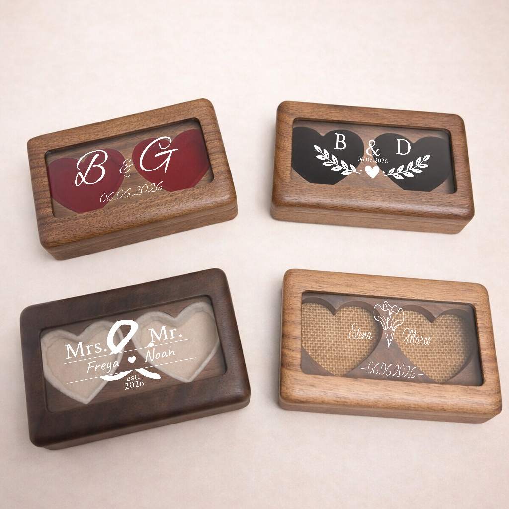 Double Slot Heart Shaped Ring Box
